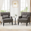 Set Of 2 Button-Tufted Upholstered Accent Armchairs With Lumbar Support Pillows