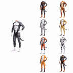 Krdevn Men 3D Animal Cosplay Bodysuit, Full‑Body Stretch Jumpsuit Costume with Tail for Halloween