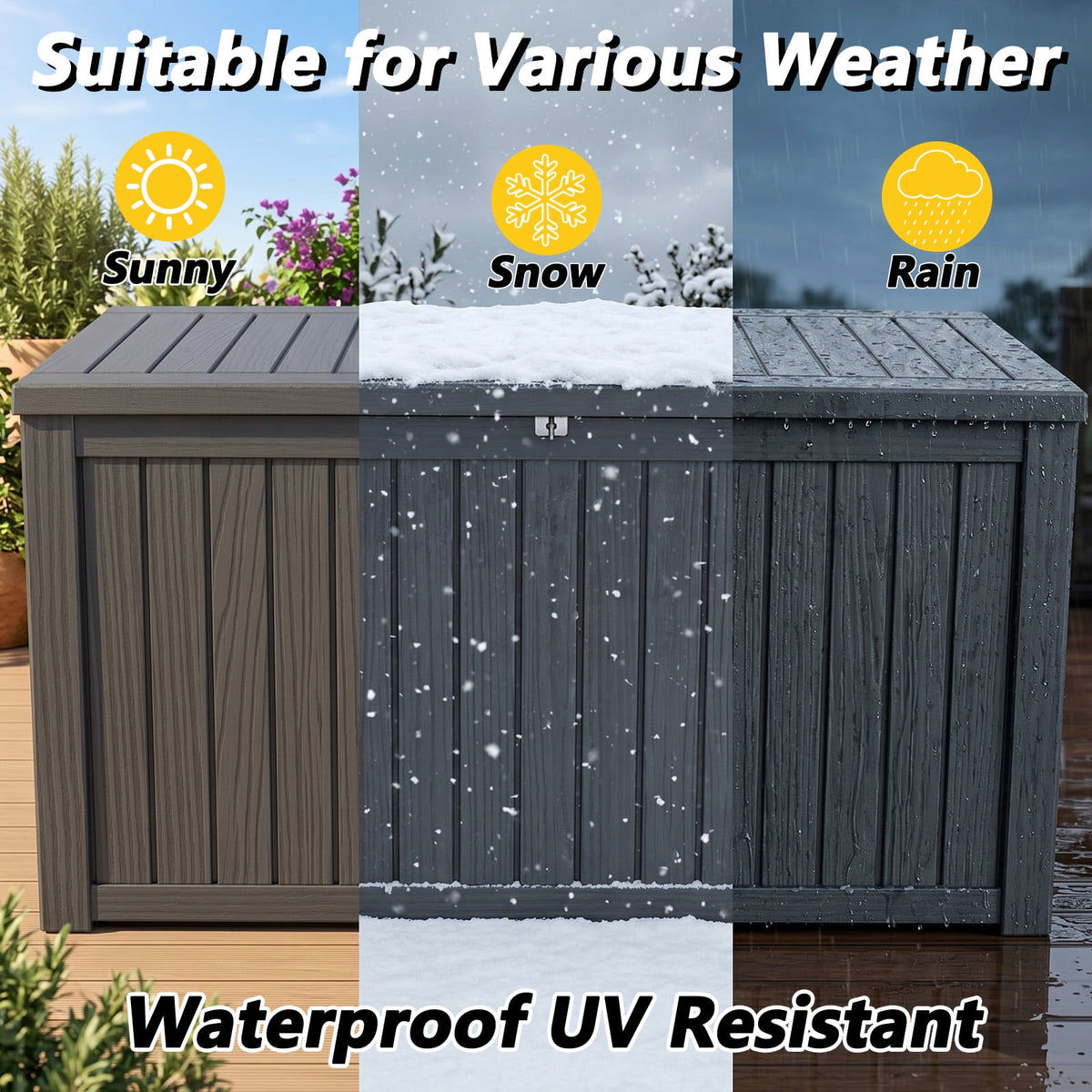 Kdymod Deck Box Outdoor Storage 200 Gallon,Resin Deck Boxes Outdoor Waterproof UV Resistant with Hundles,Outside Lockable Toy Storage for Pool ,Patio