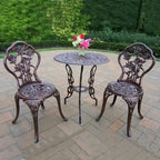 Camellia Cast Aluminum 3-Piece Bistro Set With Table And 2 Chairs - Antique Bronze