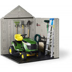 Rubbermaid Resin Outdoor Garden Storage Shed With Windows And Utility Hooks, Sand - 7x7 Ft