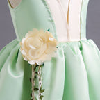 KAWELL Princess Tiana Costume for Girls Birthday Halloween Dress Up Outfits with Accessories