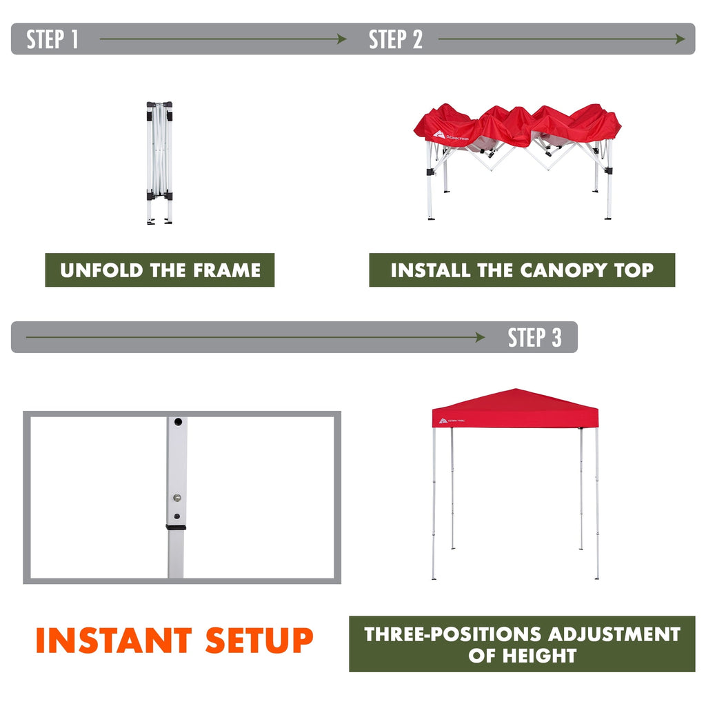 Ozark Trail 4' x 6' Red Straight Leg Instant Pop-up Outdoor Canopy