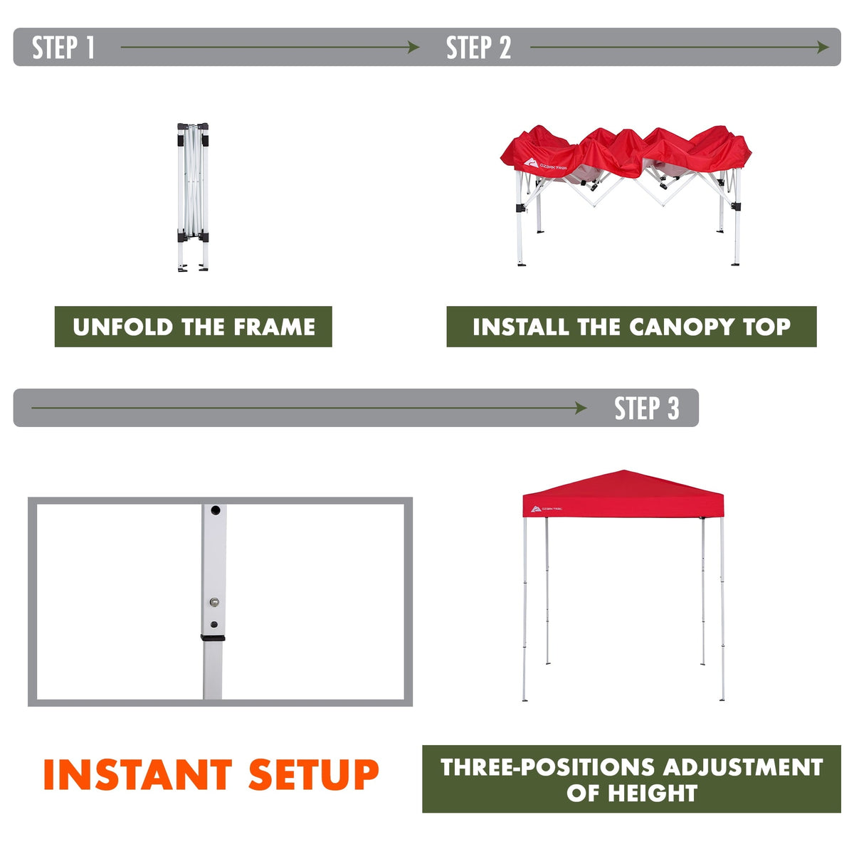 Ozark Trail 4' x 6' Red Straight Leg Instant Pop-up Outdoor Canopy