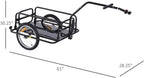 Aosom Foldable Bike Cargo Trailer, 80 lbs Capacity, 16 inch Wheels, Black - With Hitch
