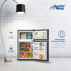 Arctic King Two-Door Mini Fridge With Freezer, 3.2 Cu. Ft., Stainless Steel