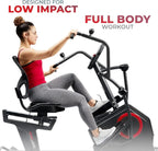 Sunny Health & Fitness Electromagnetic Recumbent Cross Trainer Elliptical Bike With Arm Exercisers - SF-RBE4886SMART