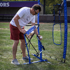 Louisville Slugger Blue Flame Pitching Machine – Manual Baseball & Softball Trainer, Throws Up to 60 MPH, Youth & Adult Practice Tool