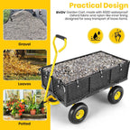 GVDV Heavy Duty Steel Garden Cart with Liner, 40" x 20", 660lbs Capacity, 10" Wheel, Utility Cart for Yard Work Hauling and Outdoor Use, Black/Yellow
