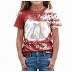 CAUYDY Halloween Ghouls Ghost Retro Girl Kids T-Shirt Graphic Tshirt Little Kids Fall Short Sleeve Tee Tops(Orange, 8-9 Y)