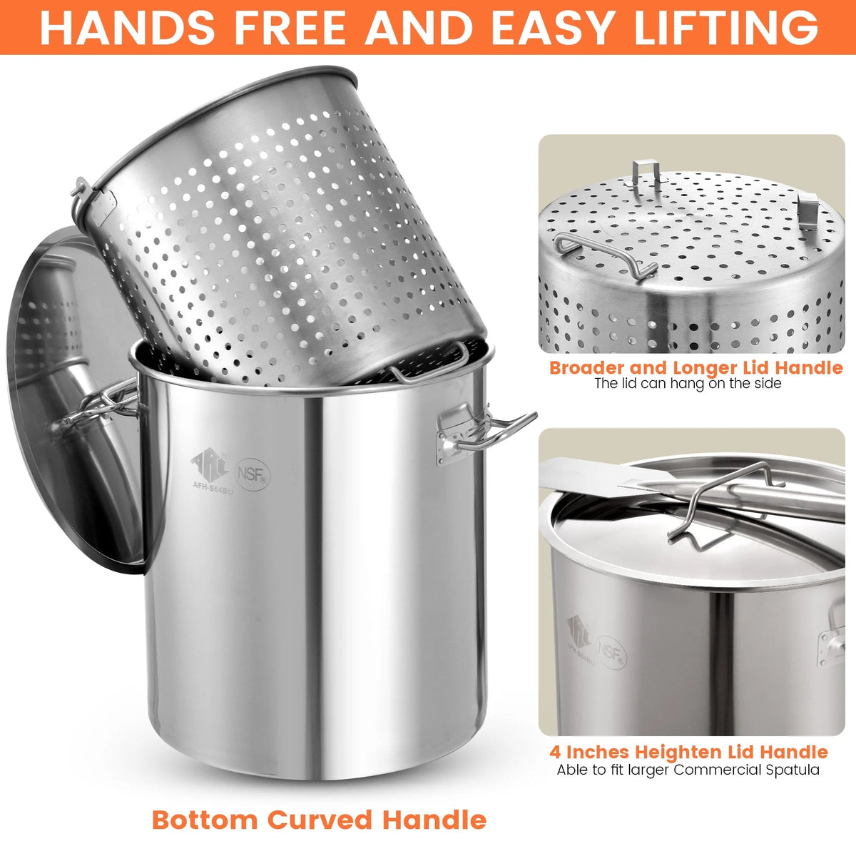 100QT Stainless Steel Seafood Boiling Kit With 82QT Basket And 200,000BTU Propane Stove