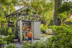 Keter Premier Tall Vertical Resin Outdoor Storage Shed With Floor And Locking Double Doors - Grey