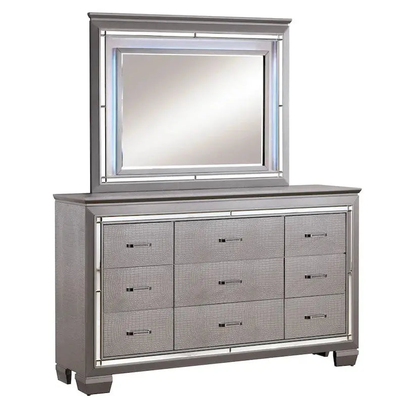 Furniture Of America 9-Drawer Wood Dresser With Mirror - Ruff Crocodile