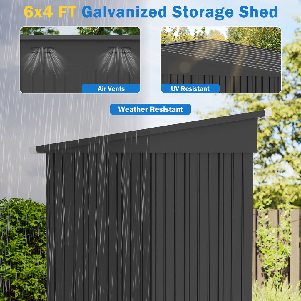 Clearance Storage Shed, Enyopro 6'x4' Outdoor Storage Sheds, Metal Storage House with Lockable Door, Storage Garden Tool shed for Lawnmower, Bike