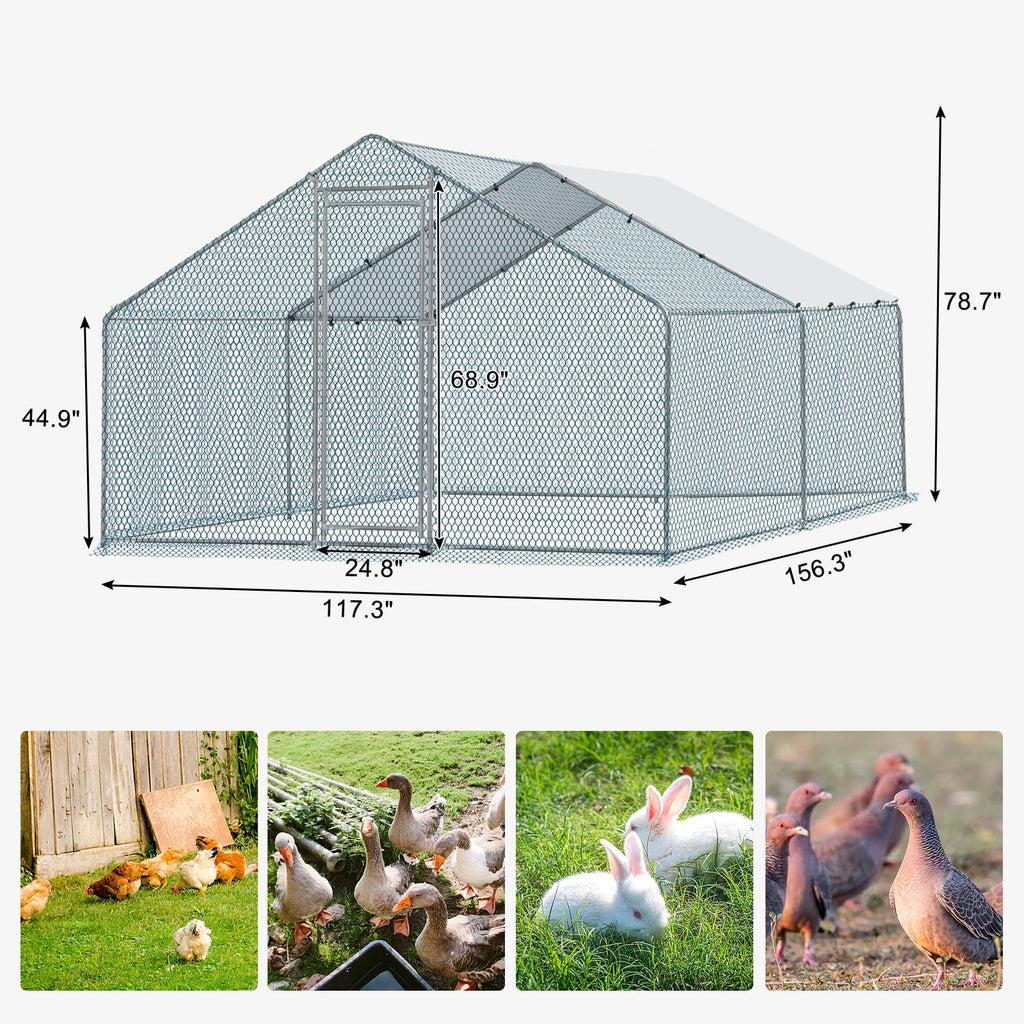 Ktaxon Chicken Coop,13' x 10' Chicken Cage House Metal Hen Run House Waterproof Rabbits Habitat Cage