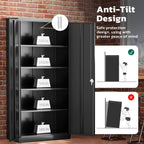 SUNCROWN 71 In Metal Storage Garage Cabinets with Locking Doors and Adjustable Shelves, Steel Storage Cabinet for Garage, Office, Classroom, Assemble