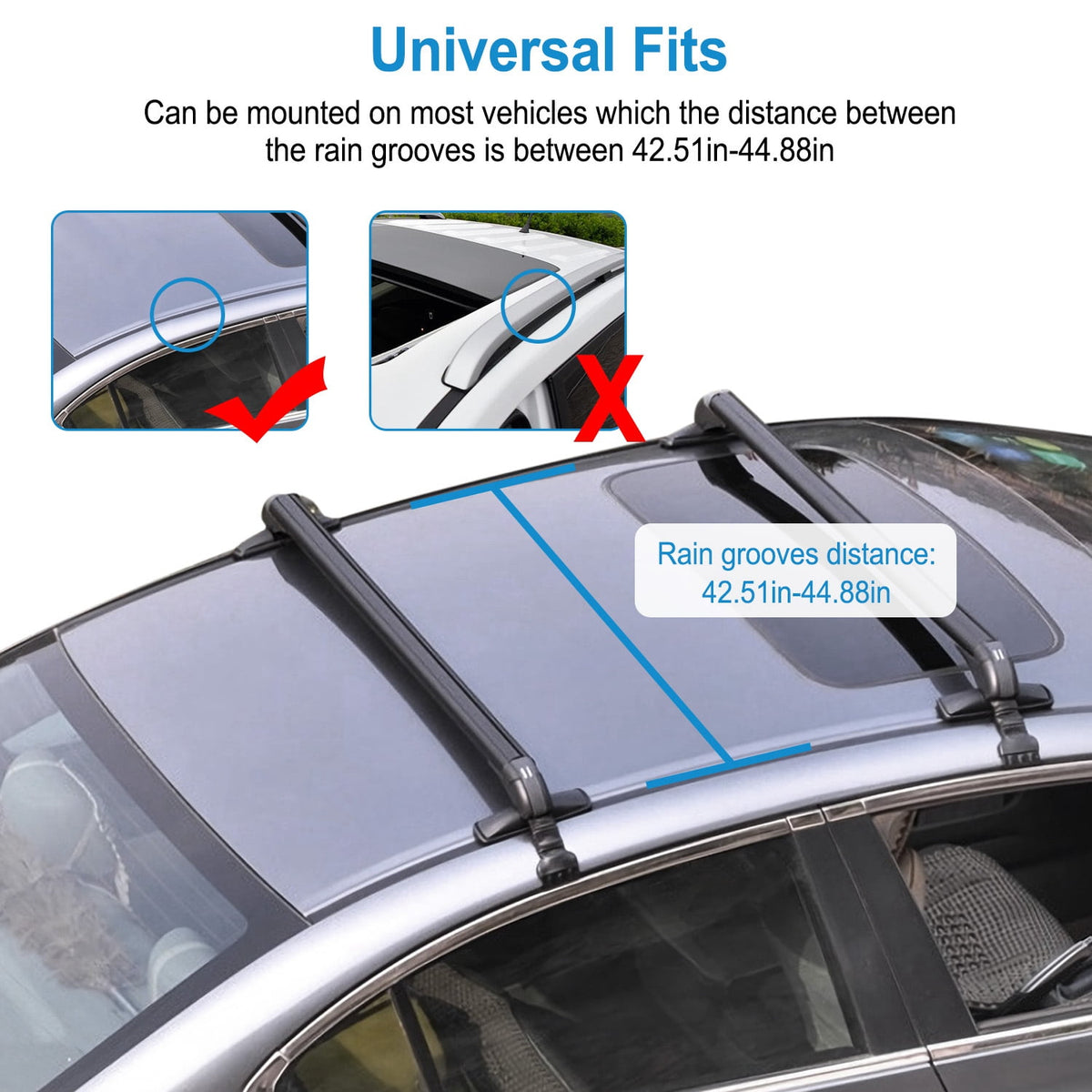 Universal Car Roof Rack Cross Bar, Imountek 43.3in Aluminum Alloy Crossbar with Anti-Theft Lock for Bike Kayak Cargo Luggage, 2 Pieces
