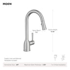 Moen Adler Series 87233BRB Pull-Down Kitchen Faucet, 1.5 gpm, 1-Faucet Handle, 1-Faucet Hole, Metal, Lever Handle