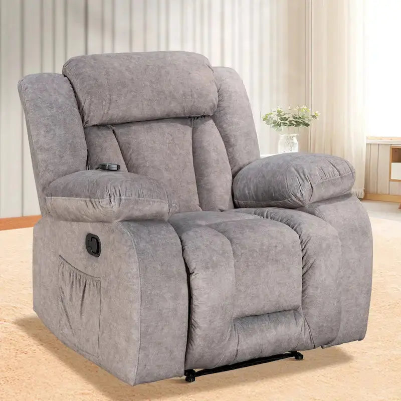 Heated Massaging Recliner Chair, 65L x 37W x 41H