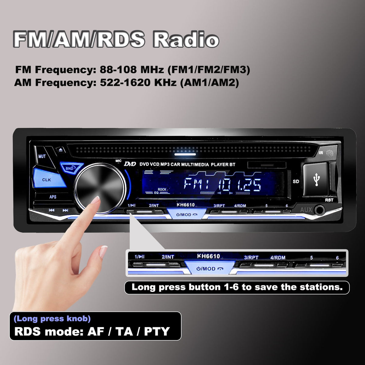 Alondy Single DIN Car Stereo with CD/DVD Player Bluetooth AM/FM Radio USB SD AUX