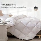 Yalamila Down Comforter Twin Size, 100% Cotton Ultra Soft Duvet Insert for All Season, Hotel Luxury Breathable Goose Feather Down Fiber Bedding