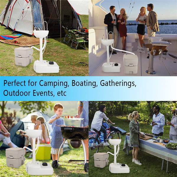 Miekor Portable Sink And Toilet Combo - 5Gal Hand Washing Station And 5.3 Gal Flushing Toilet