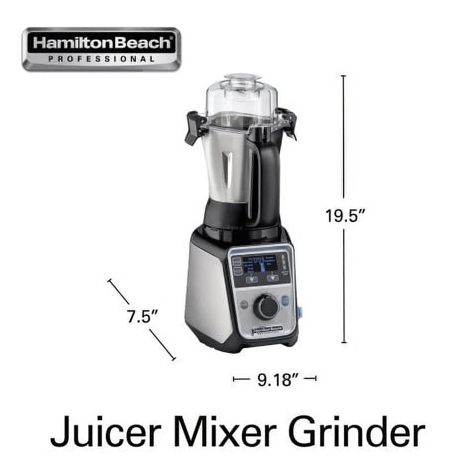 Hamilton Beach Professional Juicer Mixer Grinder 2.2 HP 120V With 3 Stainless Steel Jars, 1.5 Liters - 58770