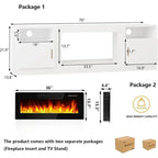 Bossin 70in Fireplace TV Stand With 16-Color LED Lighting