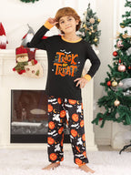 DAKIMOE Halloween Pajamas Family Matching Set Holiday Print Long Sleeve Jammies Loungewear PJs Set Sleepwear Adult Kids Men Women Toddler