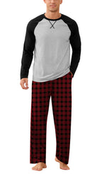 Iceglad Men's Pajamas Set Long Sleeve Sleepwear with Pockets Comfortable Lightweight Pjs Sets for Men