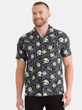Nightmare Before Christmas Men's and Big Men's Print Button-Up Cotton Shirt with Short Sleeves, Sizes XS-3XL