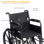 Drive Medicals Silver Sport 1 Wheelchair With Full Arms And Swing Away Removable Footrest - Silver Sport 1