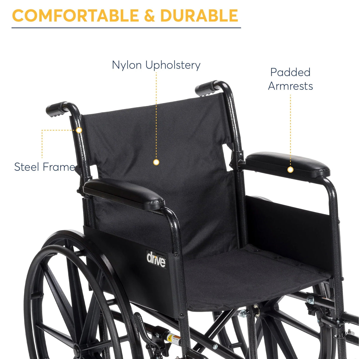 Drive Medicals Silver Sport 1 Wheelchair With Full Arms And Swing Away Removable Footrest - Silver Sport 1