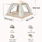 Mapskey 4 Person Instant Camping Tent, Automatic Easy Pop up Tents Camping with Carry Bag Outdoor/Family/Beach/Hiking/Traveling