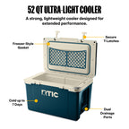 RTIC 52 Qt 76-Can Ultra-Light Ice Chest Cooler, Marine/Canvas