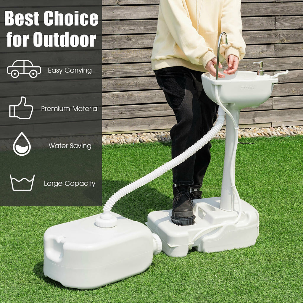 Costway Portable Wash Sink Camping Hand Wash Station Basin Stand w/ 4.5 Gallon Tank