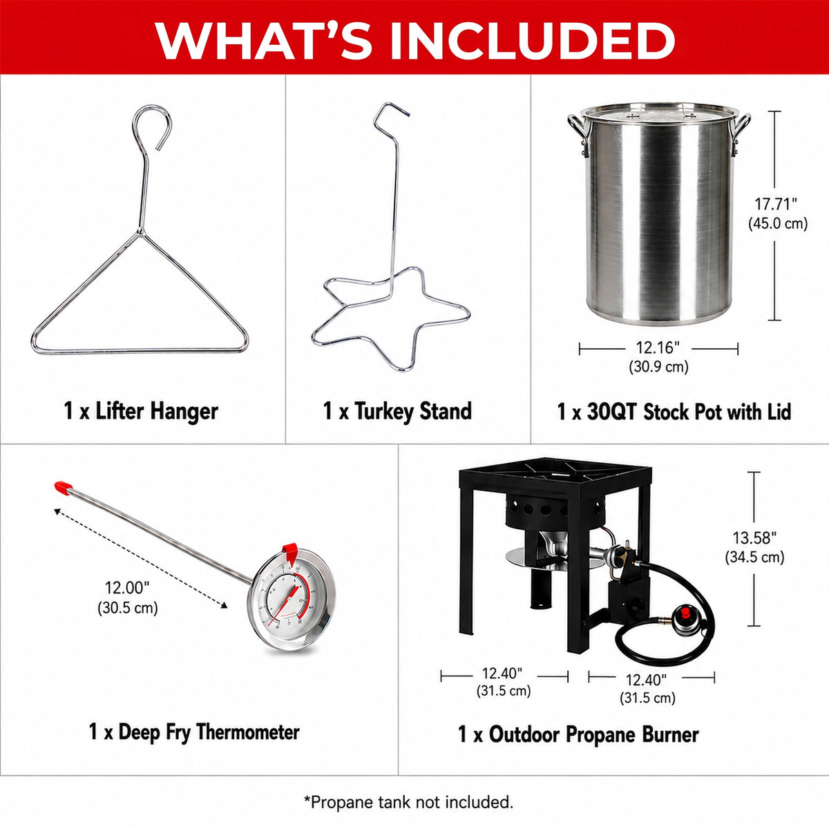 Expert Grill 30-Quart Turkey Fryer Kit with Aluminum Pot, 38,000 BTU Propane Burner