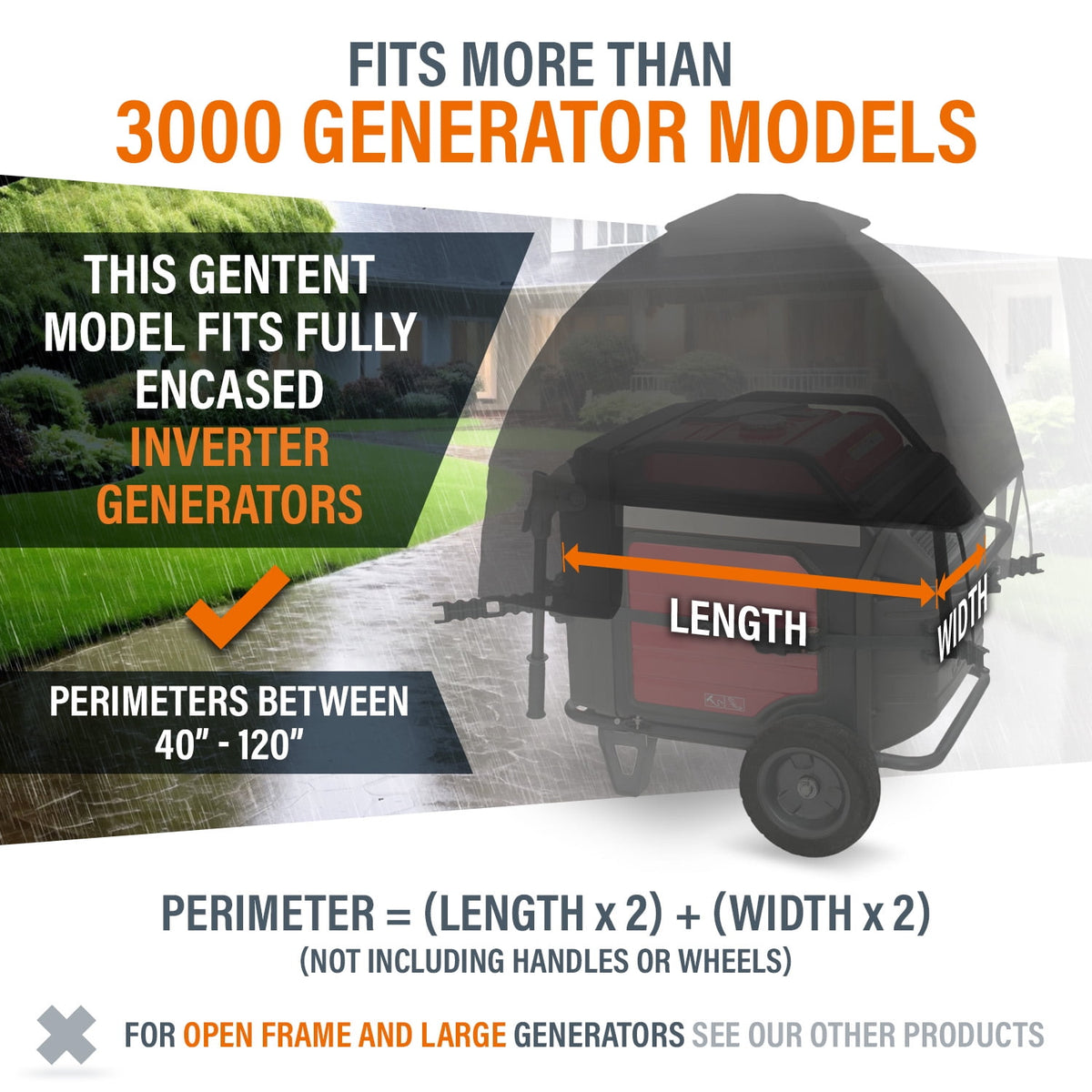 GenTent Inverter Kit - Running Cover for Fully Encased Generators - Flame Retardant, Waterproof Vinyl (Extreme - Tan) Generator Tent