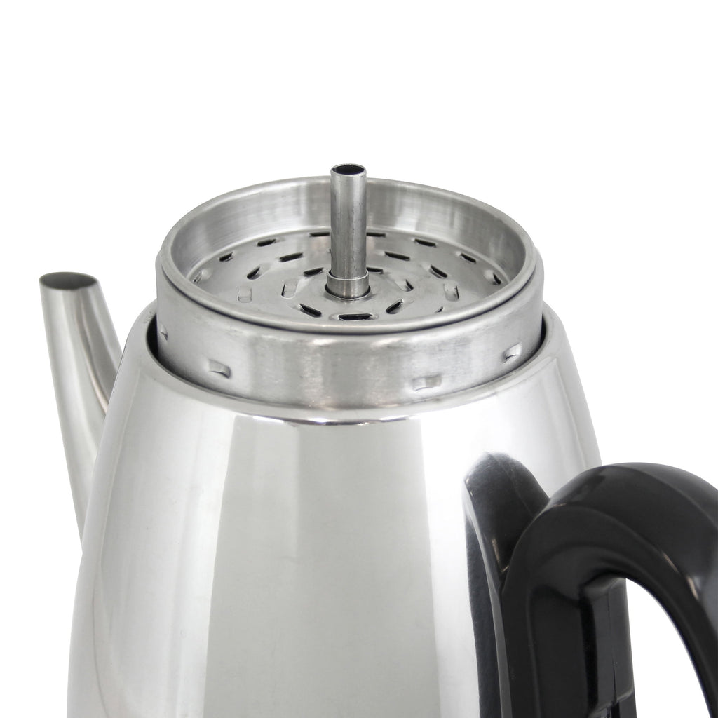 West Bend Classic 12-Cup Coffee Percolator, Cordless Serving, Ready-to-Serve Light, Stainless Steel, in Silver (54159)