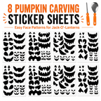 Halloween Pumpkin Carving Kit Pumpkin Carving Stickers Professional Detail Sculpting Tools Double-Side Sculpting Tool for Halloween Decoration