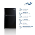 Arctic King Two-Door Mini Fridge With Freezer, 3.2 Cu. Ft., Stainless Steel