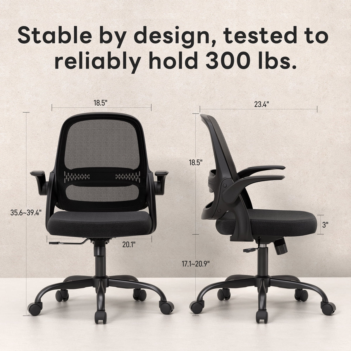 TMV Ergonomic Mesh Office Chair - High Back Gaming Desk Chair, Computer Chair with Lumbar Support & Wheels, Modern Vanity Chair for Home Office