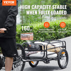 VEVOR Bike Cargo Trailer, 160 lbs Load Capacity, Heavy-Duty Bicycle Wagon Cart, Foldable Compact Storage & Quick Release with Universal Hitch, 16"