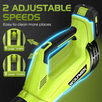 DARKIRON Cordless Leaf Blower, 20V Leaf Blower with 2 x 2.0Ah Batteries & Charger, Up to 450CFM/150MPH, 2 Variable Speed, Lightweight for Blowing