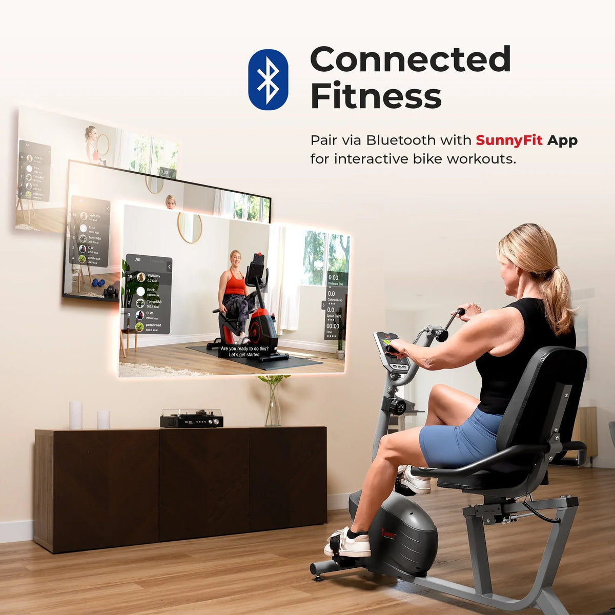 Sunny Health & Fitness Smart Magnetic Recumbent Bike With Hand Cycle - SF-RB423034