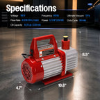 SPECSTAR 110V 1/3 HP 4CFM Single Stage Rotary Vane Vacuum Pump Kit,Red