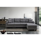Contemporary L-Shaped Sectional Sofa With Cup Holders, Storage Chaise, Grey Or Black