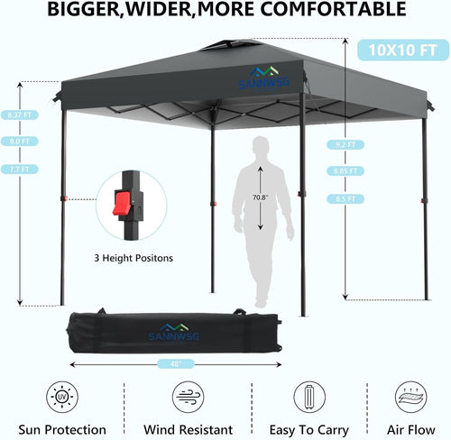 10x10 Commercial Pop-Up Canopy Tent With 3 Sidewalls - One Person Setup