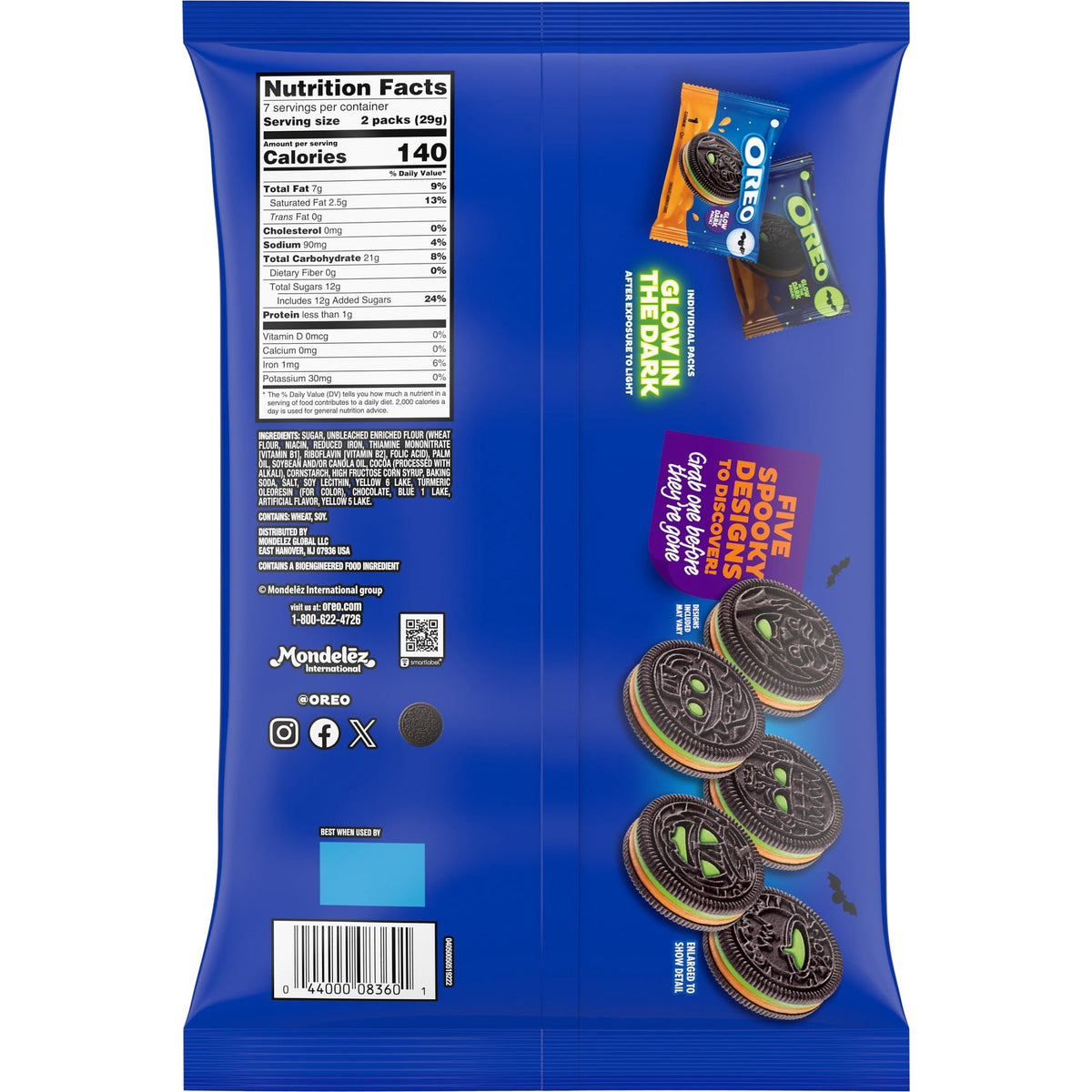 OREO Green and Orange Creme Chocolate Sandwich Cookies, Halloween Cookies, 14 Snack Packs