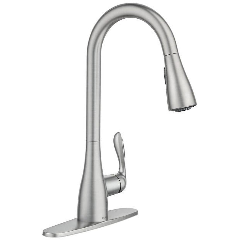 Moen Georgene 87912SRS Spot Resist Stainless Single Handle Pull-down Kitchen Faucet with Sprayer Function (Deck Plate Included)
